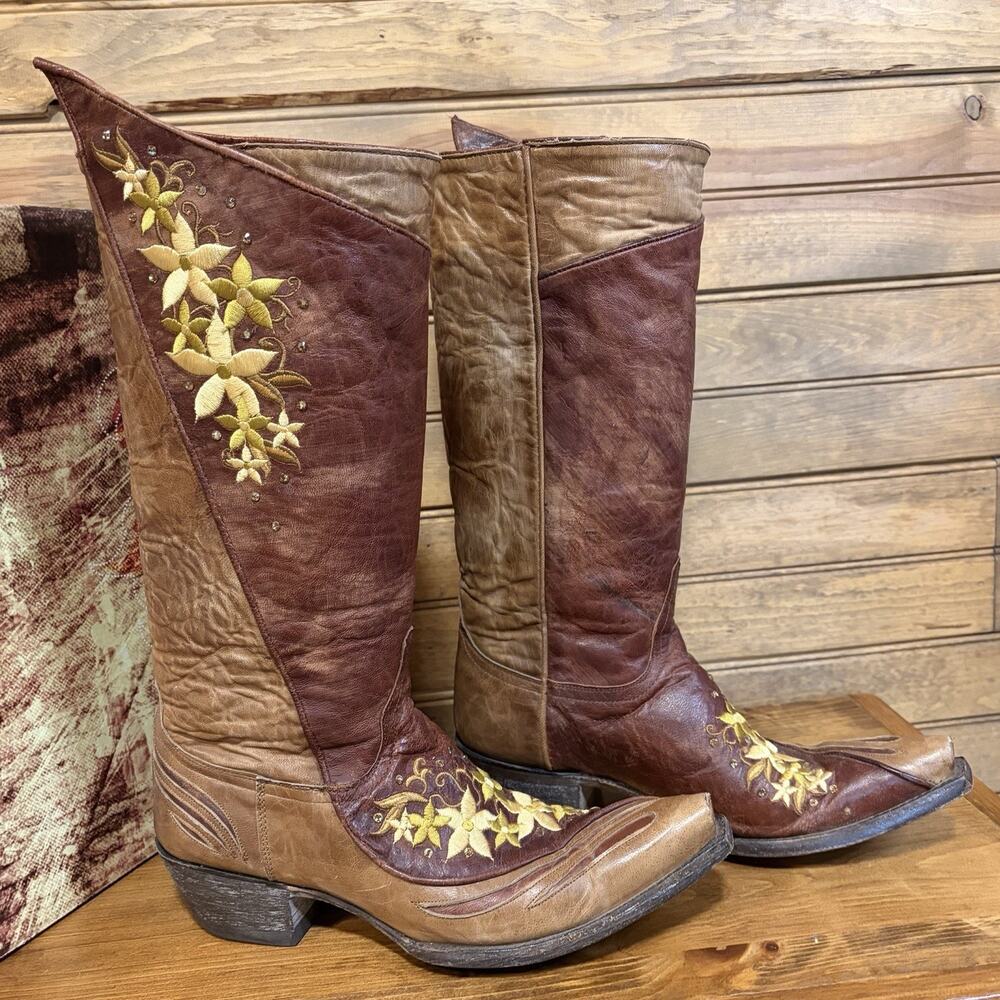 Old Gringo Women’s Western Boots Lila L-1052-3 Size 7B Two Tone Embroidery Bling
